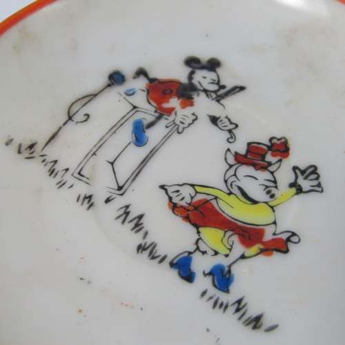 Vintage Childs Coffee set trio with Mickey Mouse picture
