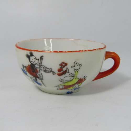 Vintage Childs Coffee set trio with Mickey Mouse picture