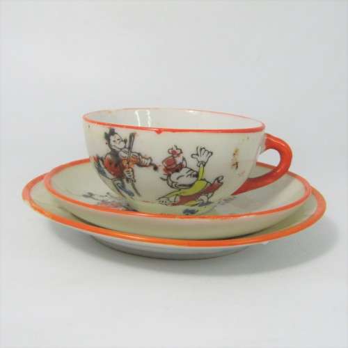 Vintage Childs Coffee set trio with Mickey Mouse picture