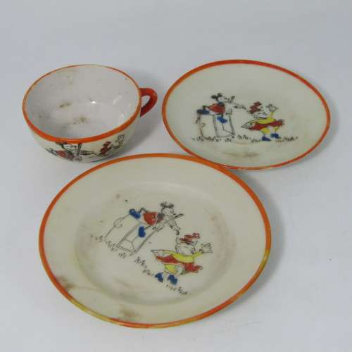 Vintage Childs Coffee set trio with Mickey Mouse picture
