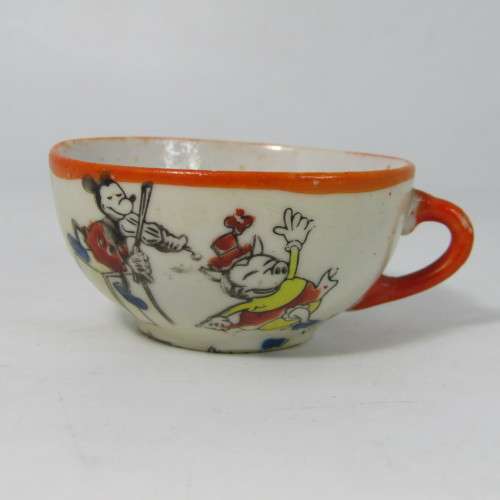 Vintage Childs Coffee set trio with Mickey Mouse picture