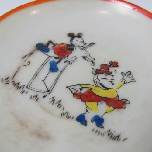 Vintage Childs Coffee set trio with Mickey Mouse picture