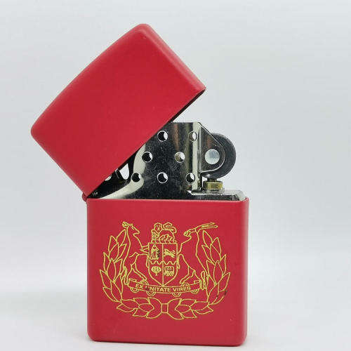 Original Red Zippo with SADF Sergeant Major crest