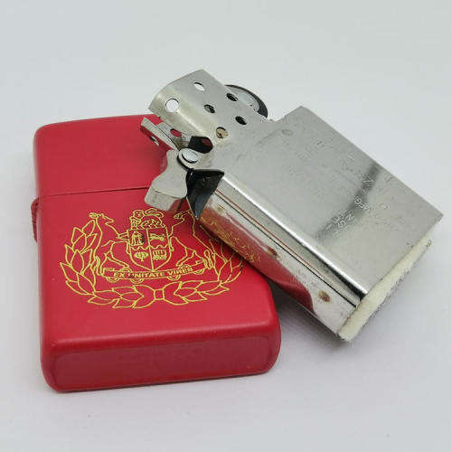 Original Red Zippo with SADF Sergeant Major crest