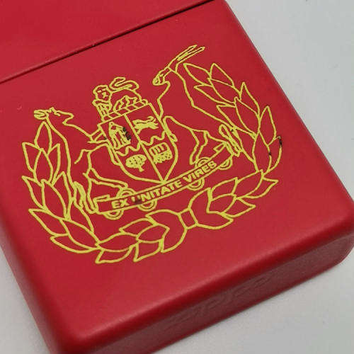 Original Red Zippo with SADF Sergeant Major crest