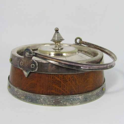 Antique Soap dish - wood and silver plated metal