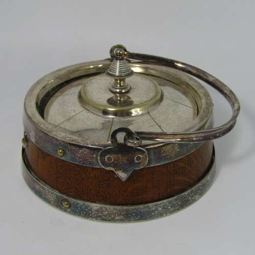 Antique Soap dish - wood and silver plated metal