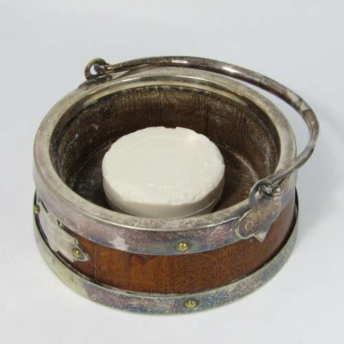Antique Soap dish - wood and silver plated metal