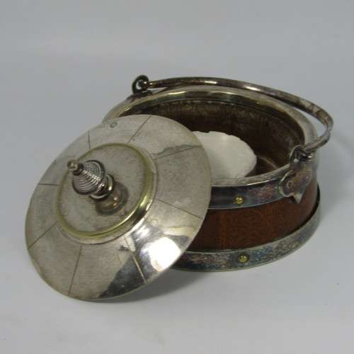 Antique Soap dish - wood and silver plated metal