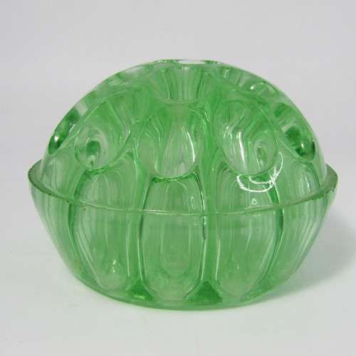 Antique green glass flower frog