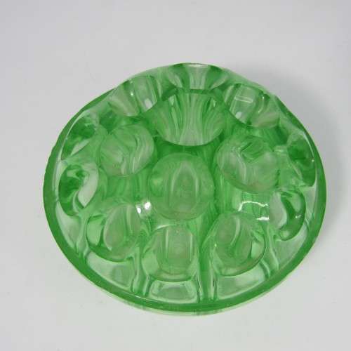 Antique green glass flower frog