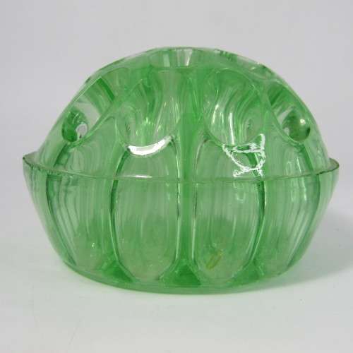 Antique green glass flower frog