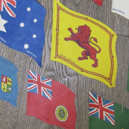 Lot of 14 larger bunting paper flags - vintage