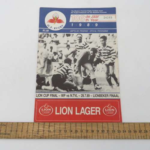WP Rugby official programme - Lion Cup final 29 July 1989 - WP vs Northern Transvaal