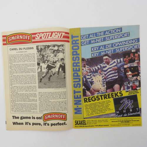 WP Rugby official programme - Lion Cup final 29 July 1989 - WP vs Northern Transvaal