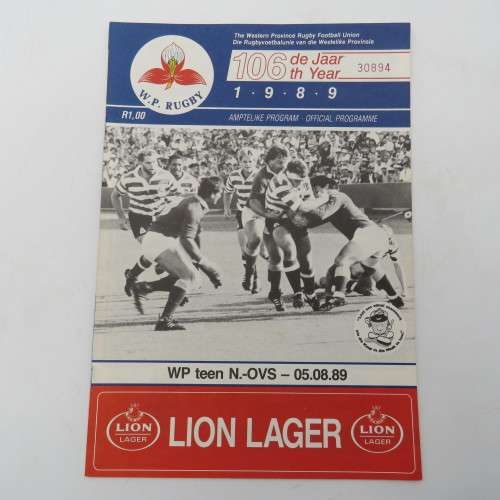 WP Rugby official programme WP vs N.OFS - 05 Aug 1989