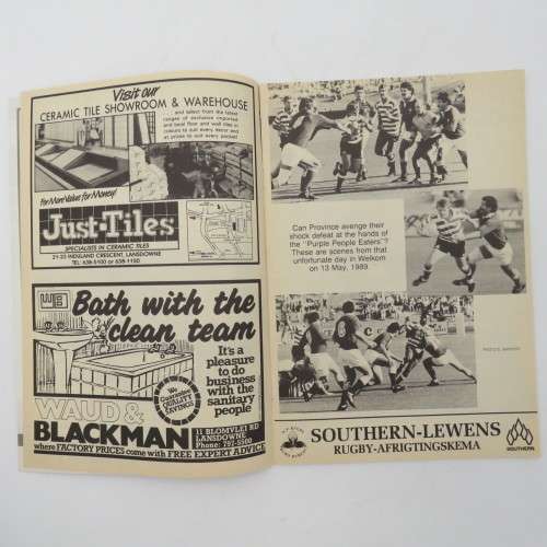 WP Rugby official programme WP vs N.OFS - 05 Aug 1989