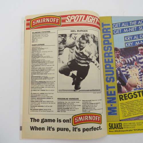 WP Rugby official programme WP vs N.OFS - 05 Aug 1989