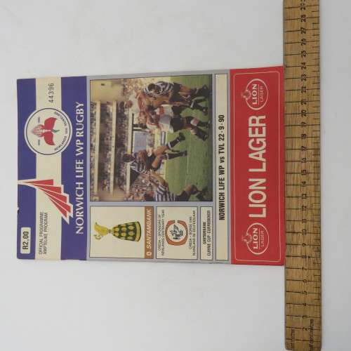 WP Rugby official programme - Norwich Life WP vs Transvaal - 22 Sept 1990