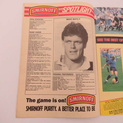 WP Rugby official programme - Norwich Life WP vs Transvaal - 22 Sept 1990