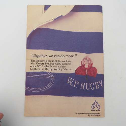 WP Rugby official programme - Norwich Life WP vs Transvaal - 22 Sept 1990