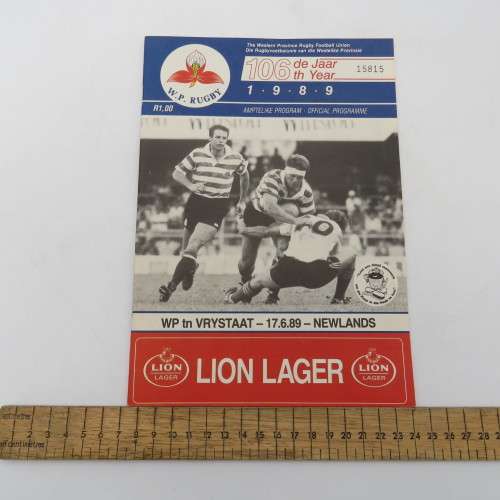 WP Rugby official programme - WP vs Free State - 17 June 1989