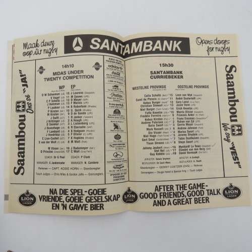 WP Rugby official programme - WP vs EP - 09 Sept 1989