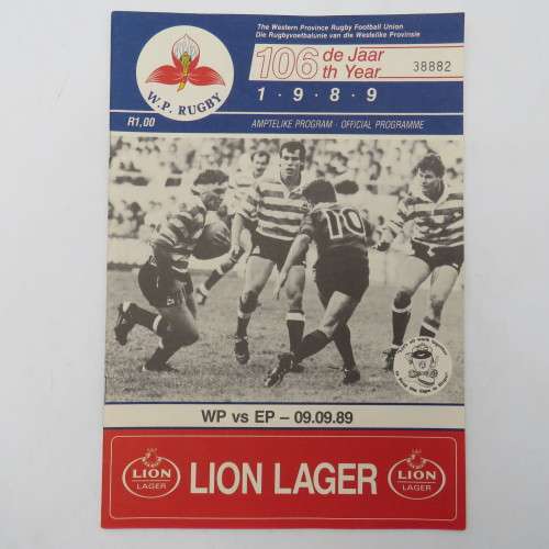 WP Rugby official programme - WP vs EP - 09 Sept 1989