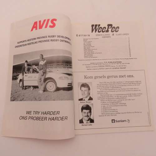 WP Rugby official programme - Norwich Life WP vs Xerox Transvaal - 25 Sept 1993