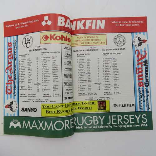 WP Rugby official programme - Norwich Life WP vs Xerox Transvaal - 25 Sept 1993