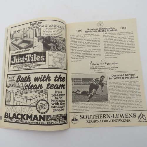 WP Rugby official programme - WP vs Northern Transvaal - 07 Oct 1989