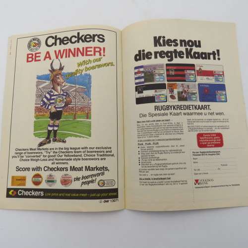 WP Rugby official programme - WP vs Northern Transvaal - 07 Oct 1989