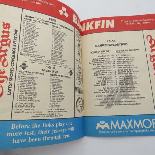 WP Rugby official programme - Norwich WP vs O-Tvl DS Security - 08 June 1991