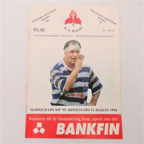 WP Rugby official programme - Norwich Life WOP vs Minolta OFS - 13 Aug 1994