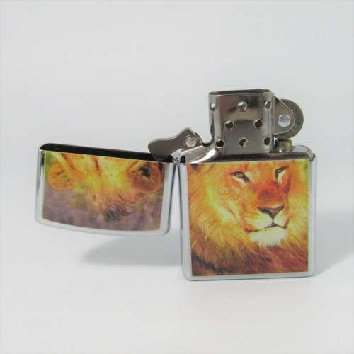 Original Stainless Steel Zippo with Lion printing - excellent condition