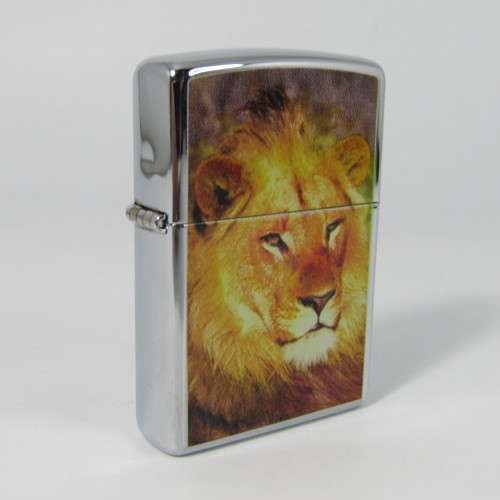 Original Stainless Steel Zippo with Lion printing - excellent condition
