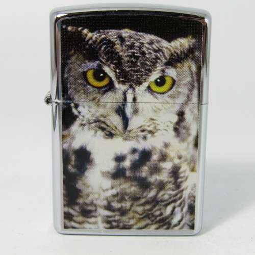 Original Stainless Steel Zippo with Owl printing - excellent condition