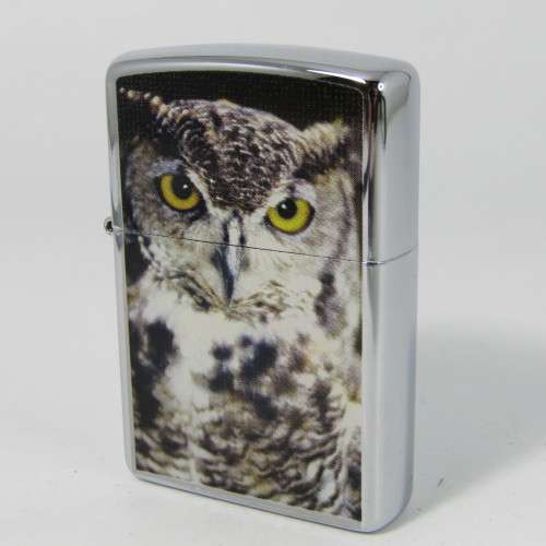 Original Stainless Steel Zippo with Owl printing - excellent condition