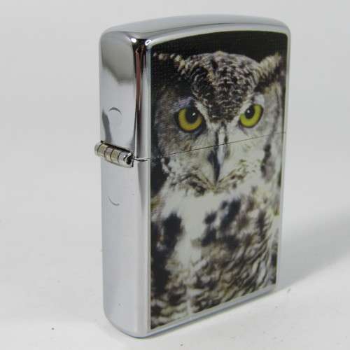 Original Stainless Steel Zippo with Owl printing - excellent condition
