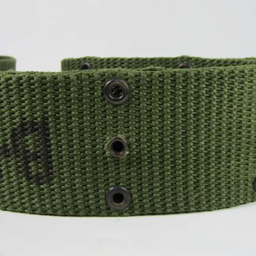 Pair of US Army webbing belts - one is well used - 97cm and 115cm