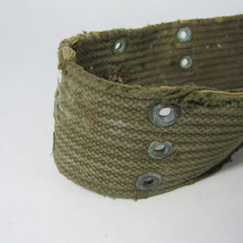 Pair of US Army webbing belts - one is well used - 97cm and 115cm