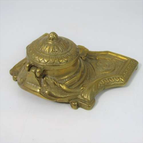 Small vintage brass fountain pen station