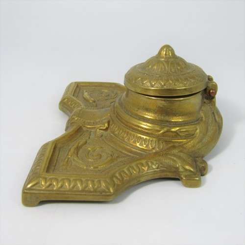 Small vintage brass fountain pen station