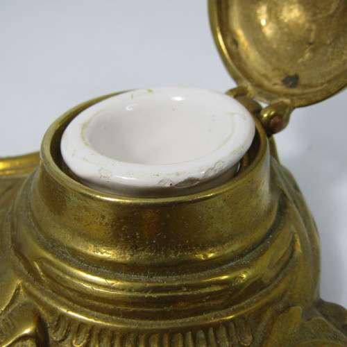 Small vintage brass fountain pen station