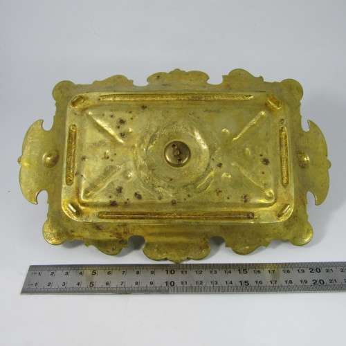 Vintage brass fountain pen stand with ink well holder