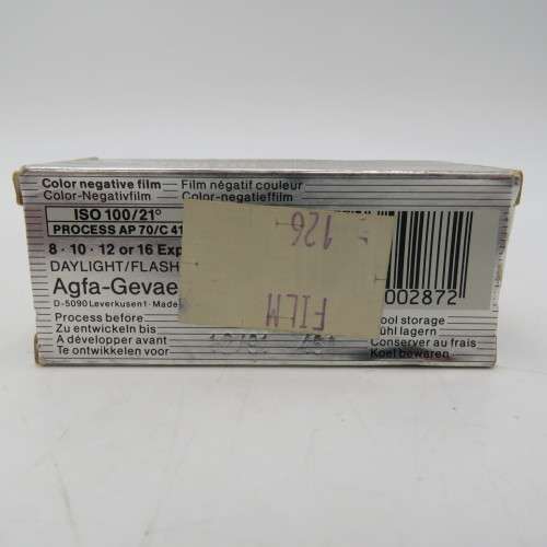 Agfa Agfacolor XRS100-120 film - expired 12/1991 - unused and unopened