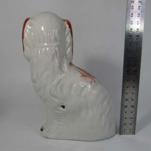Pair of Staffordshire Spaniels porcelain figurines - some damage