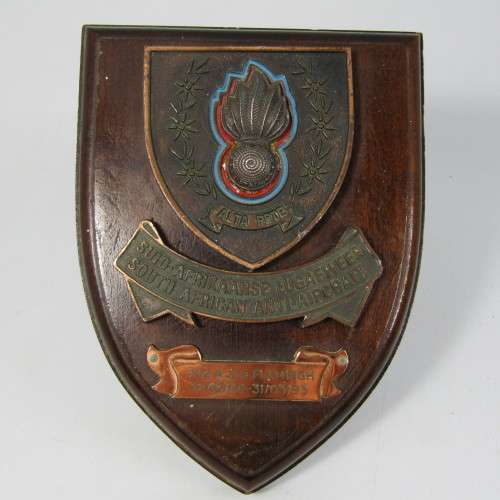 SADF Anti-Aircraft plaque awarded to A02 A.J. de Flamingh for service from 1946 to 1993 (47 years)