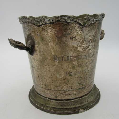Matjiesfontein 1971 Peugeot 504 Rallye award to P. Gash silver plated ice bucket