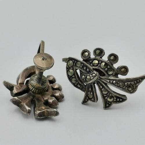 Pair of Silver marcasite earrings - Vintage